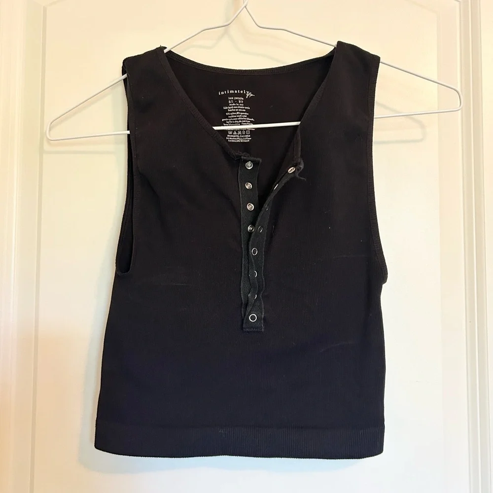 Free People Intimately Black button down crop top